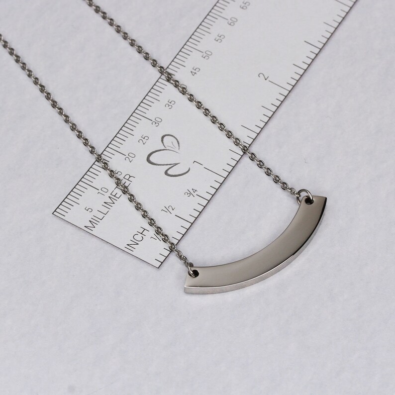 Personalized Necklace \u2022 Custom Necklace \u2022 Engrave Necklace \u2022 Curve Bar Necklace \u2022 Minimalist Jewelry \u2022 Stainless Steel