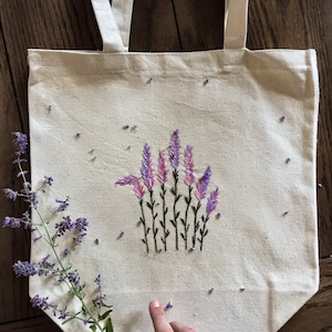 Lavender  Canvas Tote Bag Hand-Made Embroidered