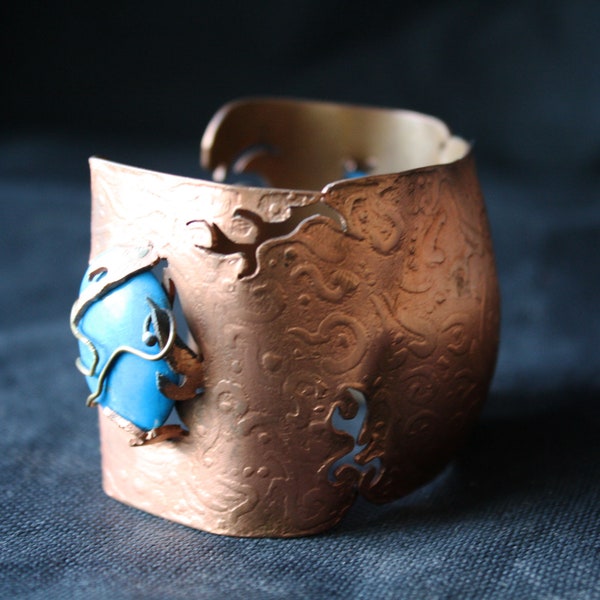 Art Bracelet - brass and turquoise
