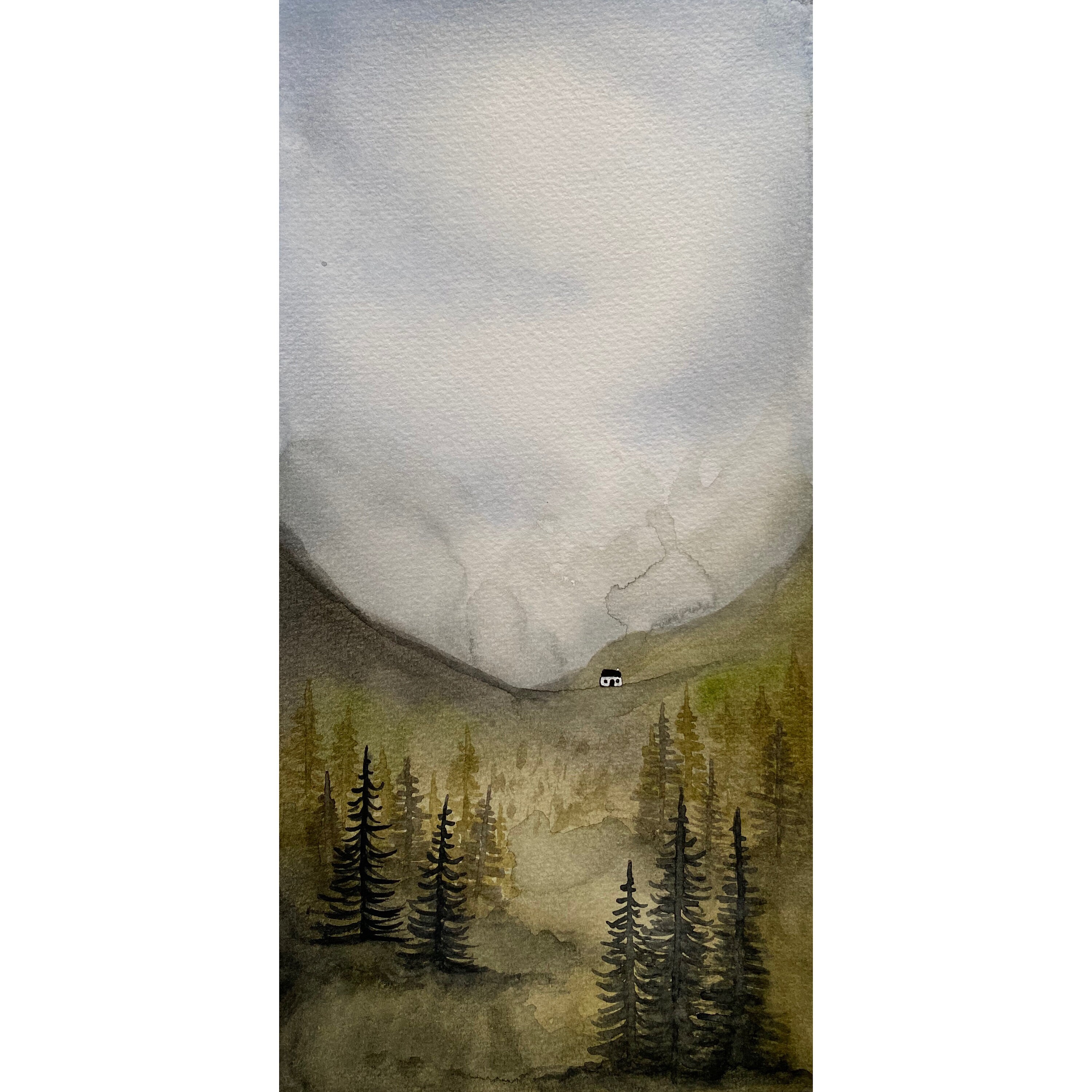 Casa de campo original en la impresión del bosque | Etsy