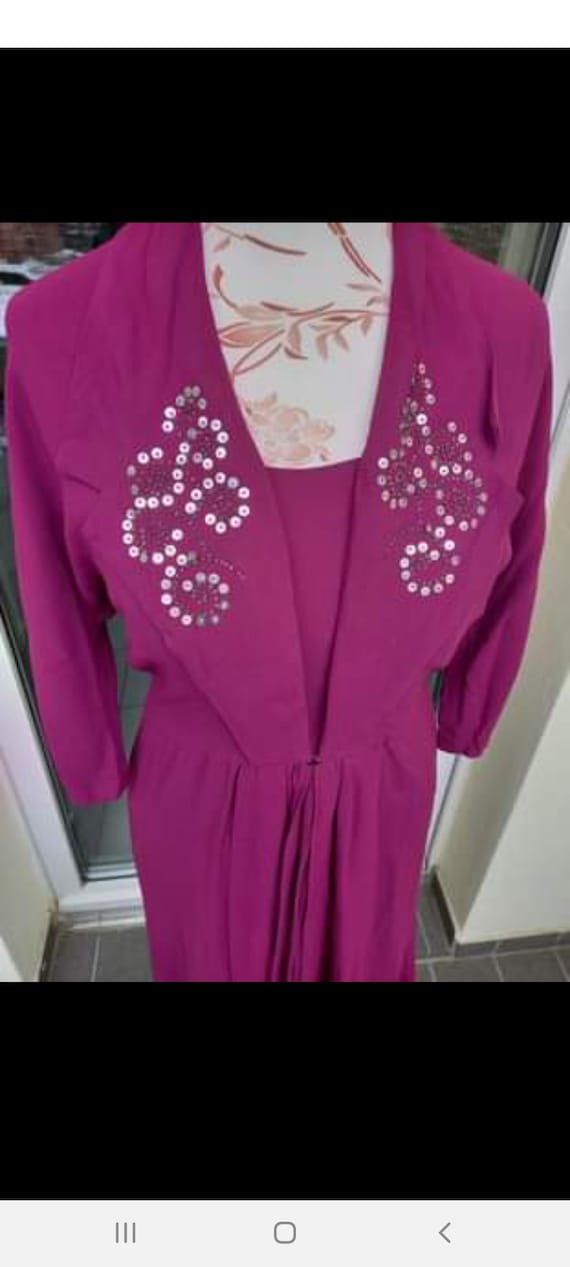 Original 40er Jahre Kleid magenta himbeer vintage 