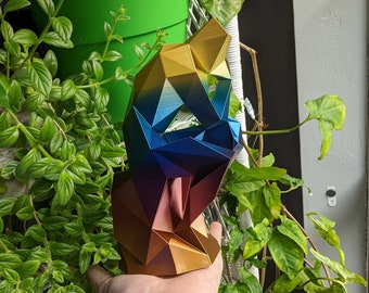 The Thinker Rainbow Statue Low Poly 3D Printed Abstract Modern Art