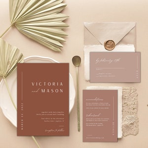 Minimalist Terracotta & Neutral Invitation Suite, Neutral Invitation, Modern Invitation Suite, Custom Wedding Invitation Suite