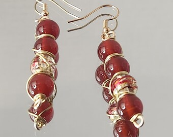 Carnelian Crystal Stone Dangle Earrings