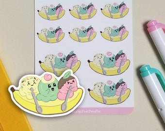 Ice Cream Sticker - Sticker Sheet - Kawaii Sticker - Banana Sticker