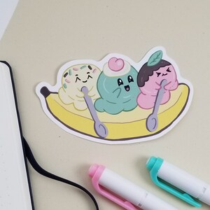 Adesivo de sorvete - Adesivo cortado - Adesivo Kawaii - Adesivo fofo cortado - Adesivo de banana