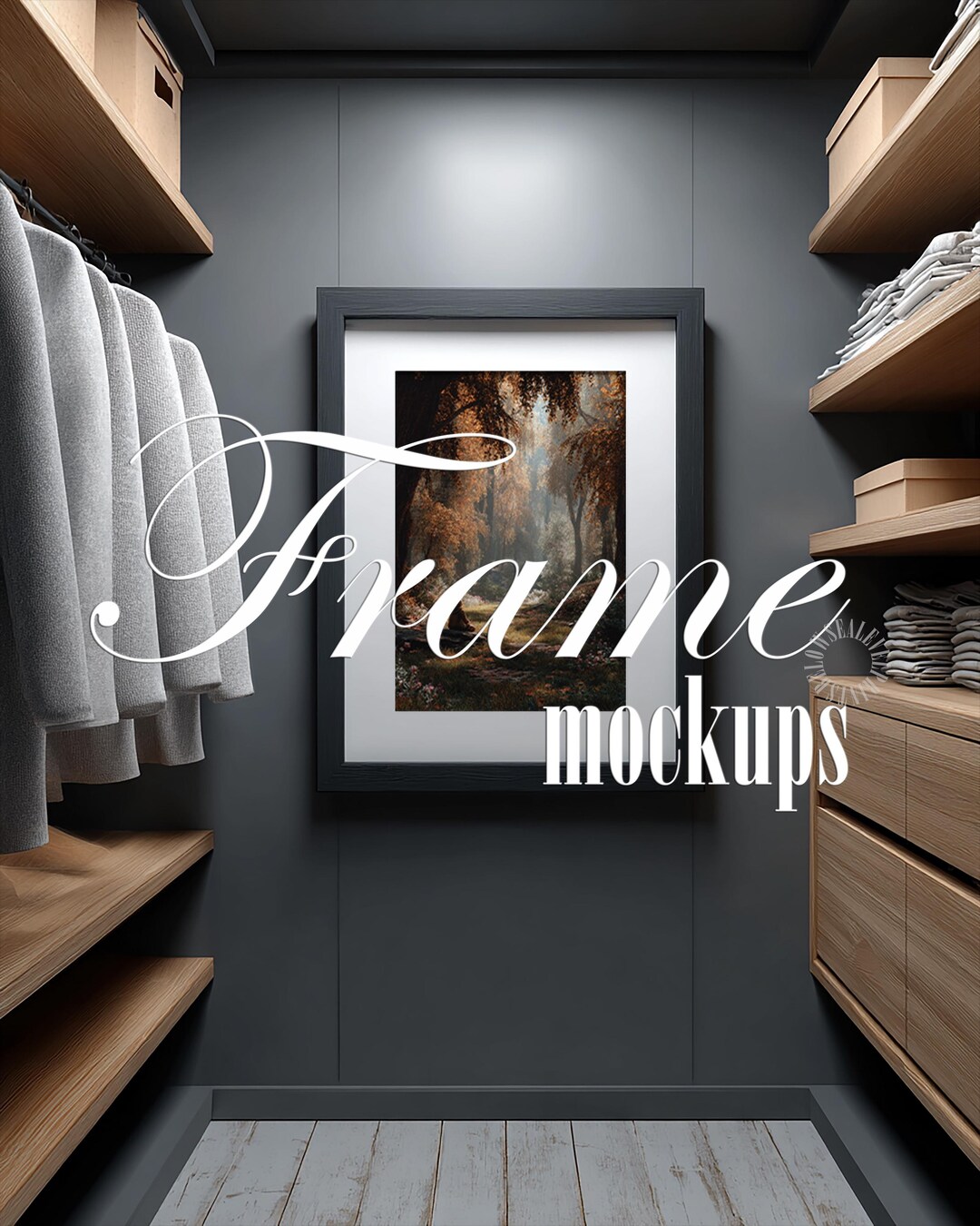 Closet Frame Mockup, Wall Art Display, Neutral Interior, Digital Art ...