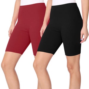 Casual Seamless Elastic High Waist Running Yoga Biker Shorts Pants (Pack of 2)