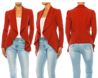 Casual Solid Long Sleeve Loose Fit Open Blazer Jacket