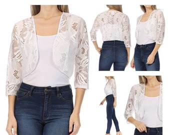 Casual Lace Bolero Crochet Open Cardigan Jacket