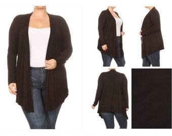 Women's Plus Size Casual Solid Long Sleeve Cardigan