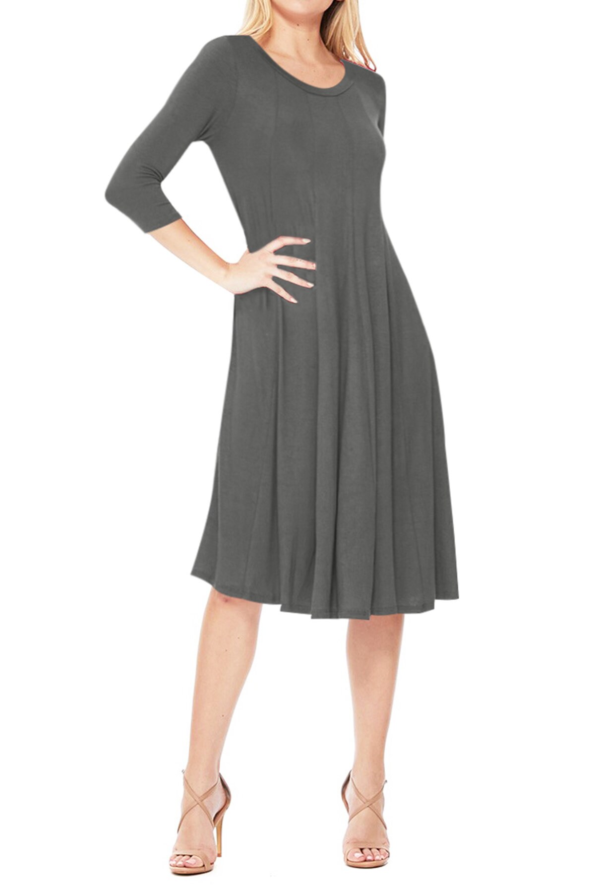 Women's Casual Solid Midi Dress Made in USA Etsy