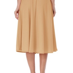 Women's Casual Flared High Waist Solid Midi Bottom Skirt image 3