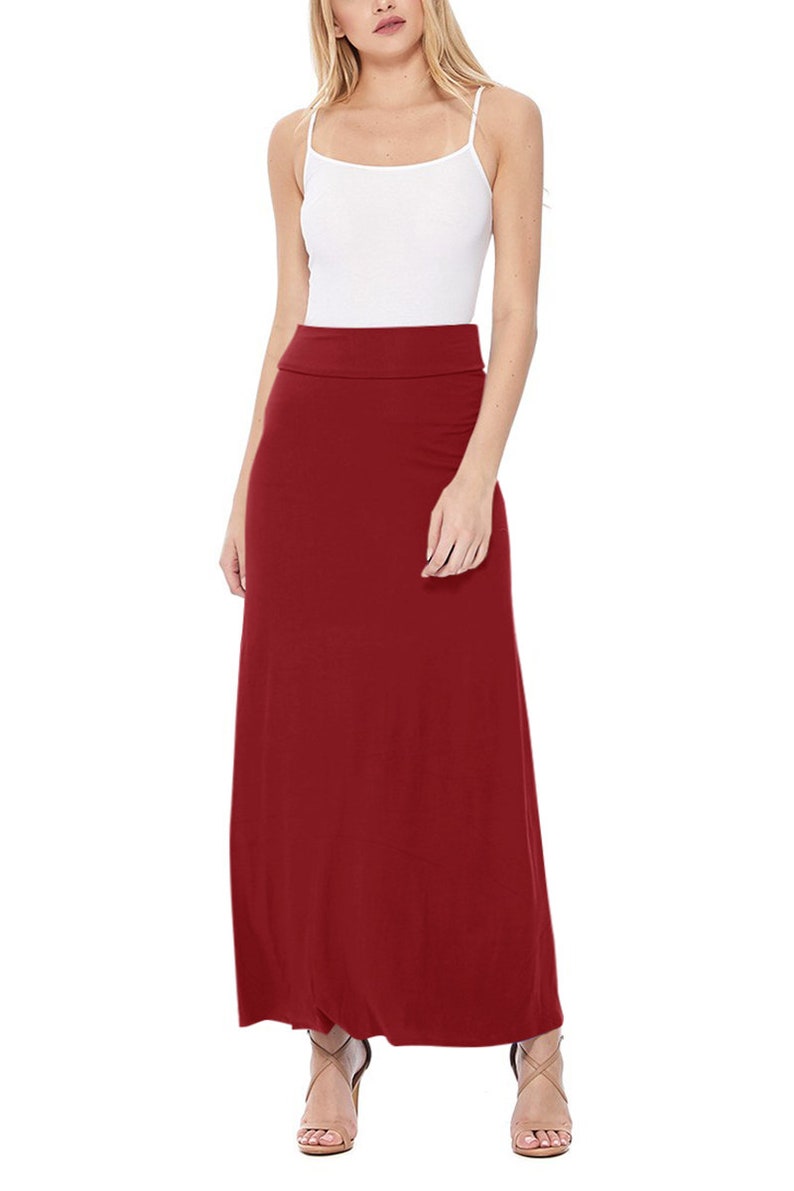 Women's Casual High Waist Solid Maxi Skirt Made in USA Etsy