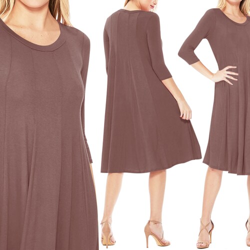 Women's Casual Solid Midi Dress Made in USA Etsy