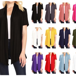 Women's Solid Basic Short Sleeve Casual Solid Cardigan image 1