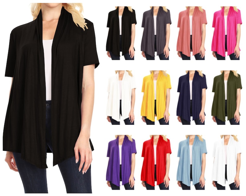 Women's Solid Basic Short Sleeve Casual Solid Cardigan image 1