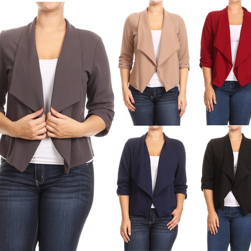Casual Long Sleeves Office Workwear Solid Blazer Jacket S-3XL - Etsy