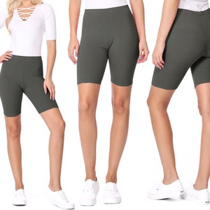 Solid Color High Waist Cotton Activewear Basic Shorts
