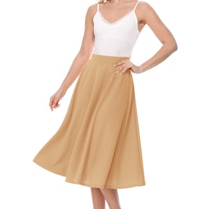 Women's Casual Flared High Waist Solid Midi Bottom Skirt image 4