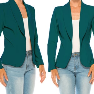 Women's Solid Casual Office Open Front Blazer Jacket