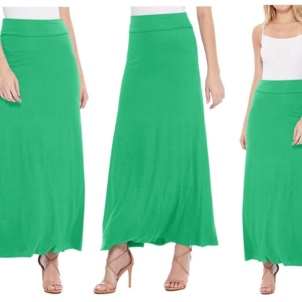 Women's Casual High Waist Solid Maxi Skirt