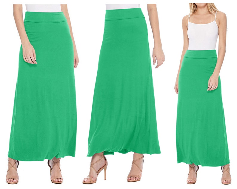 Women's Casual High Waist Solid Maxi Skirt Made in USA Etsy