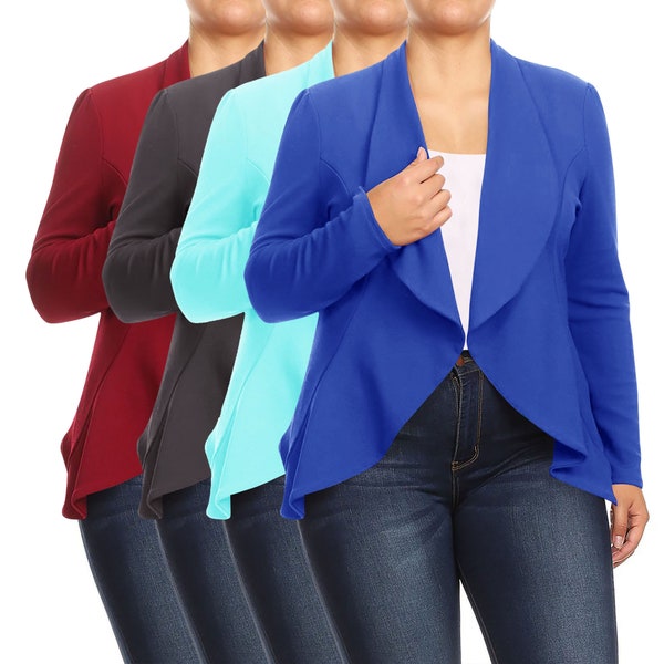 Women's Casual Plus Size Solid Blazer Jacket