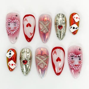 Artistic Clown Poker Themed Nail Art | Bold and Vibrant Carnival-Inspired Design | Dark Aesthetic Poker Nail Art | Limited Edition