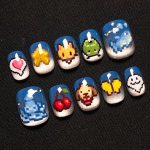 Retro Pixel Art Press On Nails Set
