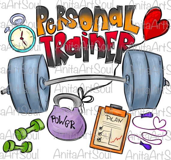Personal Trainer Sublimation PNG Design Fitness Coach Hand Drawn Digital Download Fitness Trainer Printable Digital Art Bodybuilding