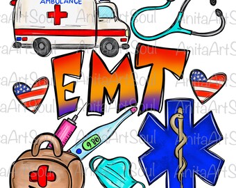 EMT Emergency Medical Technician Sublimation PNG Design,Paramedic, ERT, Digital Download, first responder, ambulance art, medical