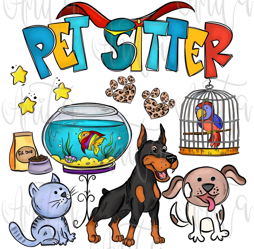 Pet Sitter Sublimation PNG Design, Dog Sitter, Dog Walking, Cat Sitter