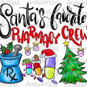 Santa's Favorite Pharmacist Sublimation Png Design, Pharmacy Crew, Hand ...