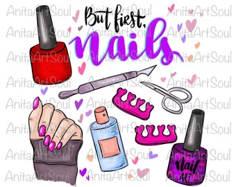 NAIL tech Sublimation PNG Design, Nail Technician,Nail Salon, Hand Drawn Digital Download,Digital Printable Art, manicure nails, Nails Hands