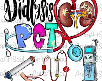 Dialysis PCT Sublimation PNG Design, Dialysis Tech, nephrology, Kidneys, hemodialysis, Hand Drawn Digital Download, Printable Digital Art