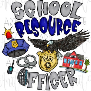 School Resource Officer SRO Sublimation PNG Design, Police Officer, security officer, Hand Drawn, Digital download, Police Department