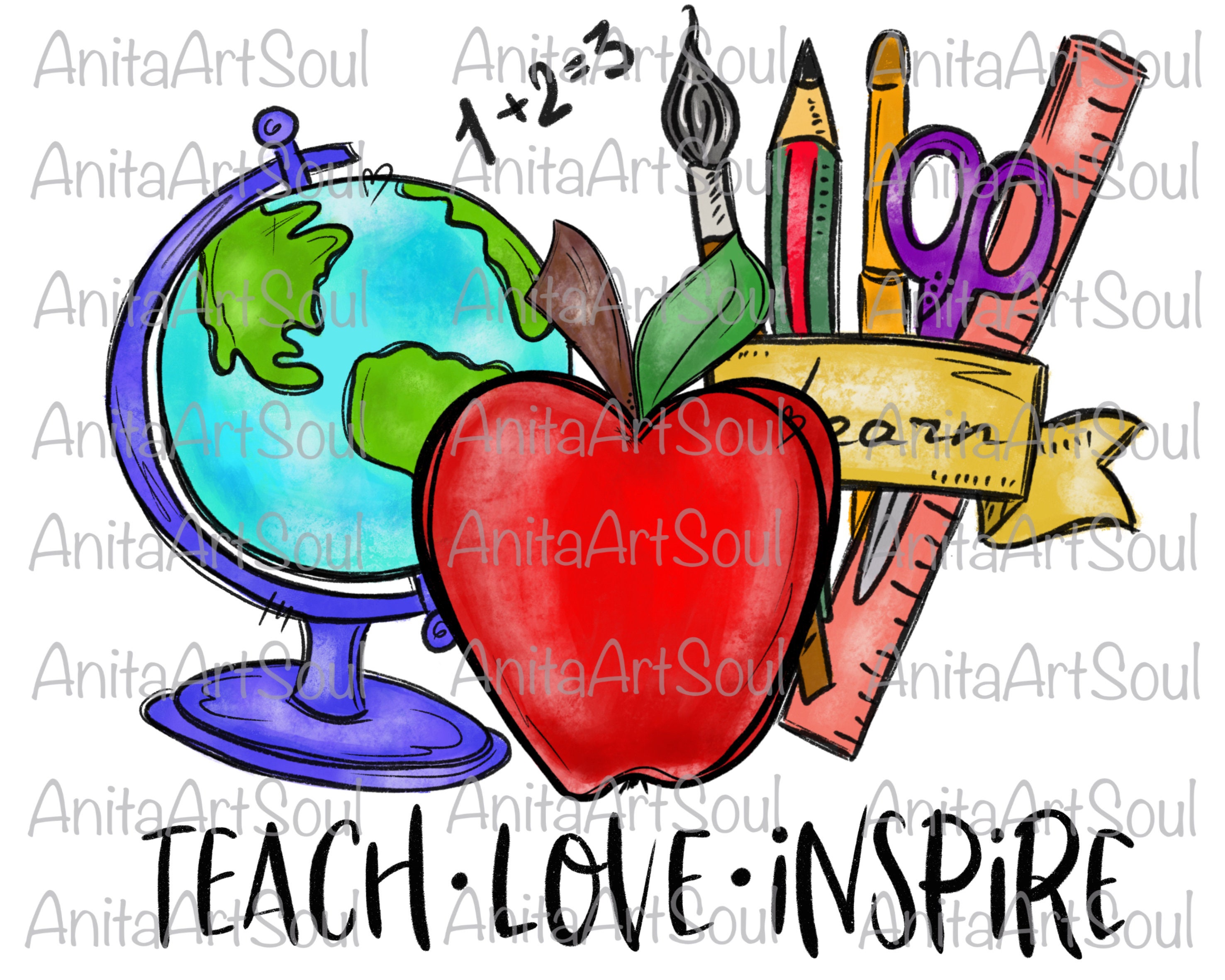 Teacher Sublimation PNG Design Hand Drawn Digital Download Etsy