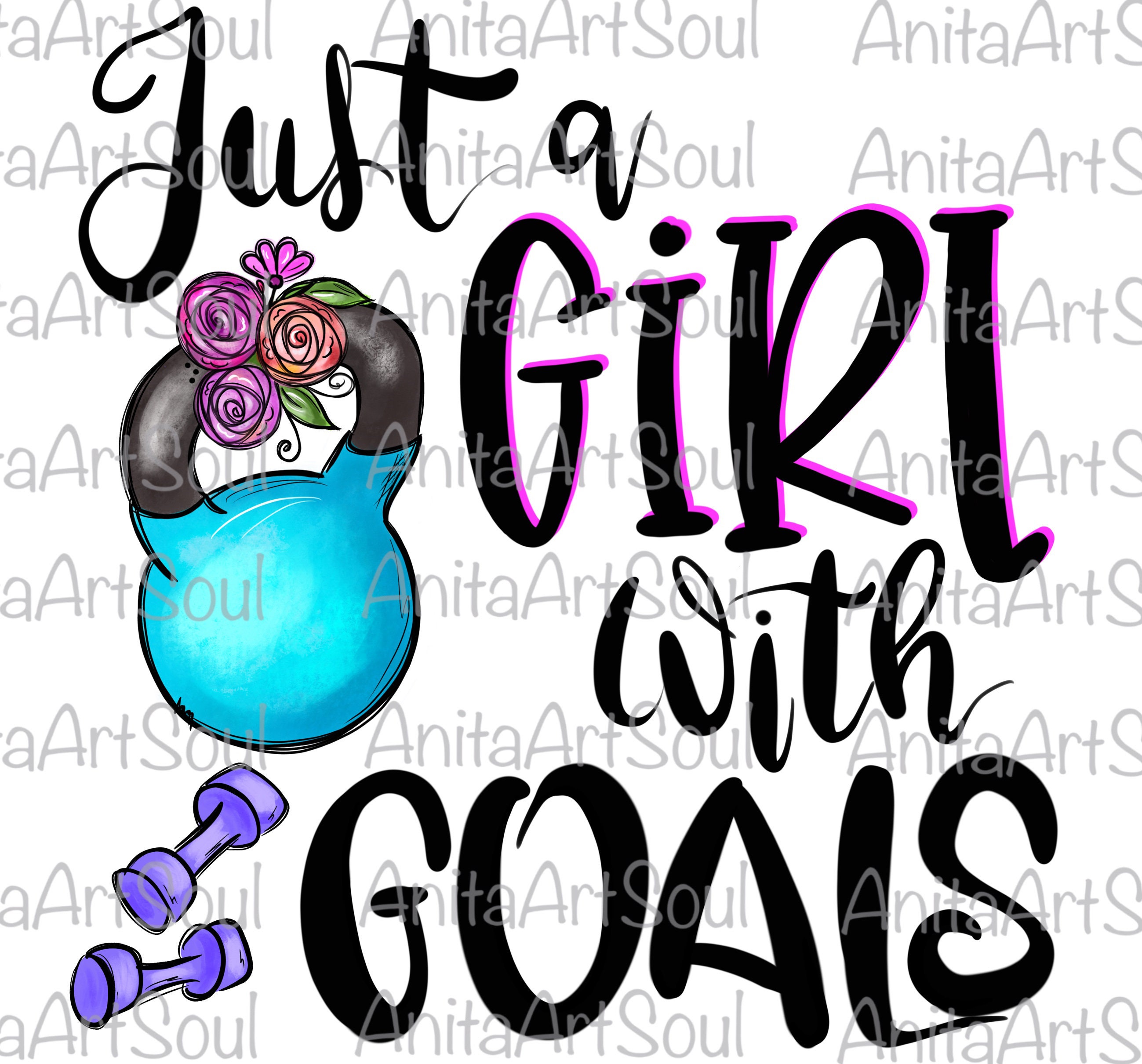 Just a Girl With Goals Sublimation PNG Design Gym Etsy