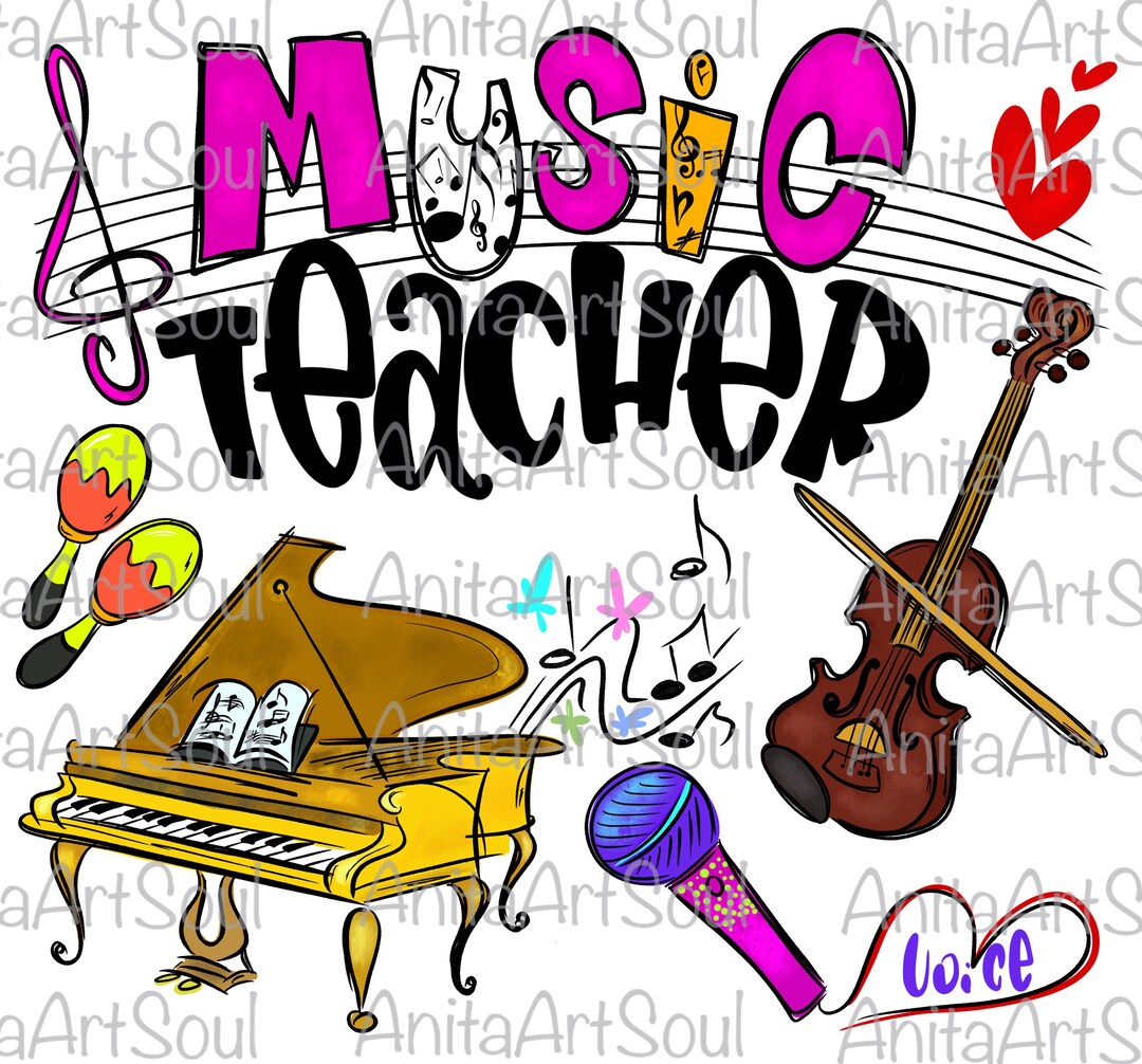 Music Teacher Sublimation PNG Design, Teacher Appreciation, Hand Drawn