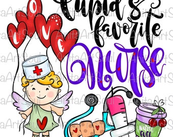 Cupid's Favorite Nurse Sublimation Png Design Stethoscope - Etsy