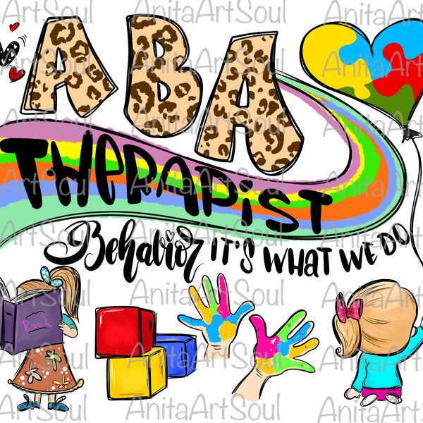 ABA therapist Sublimation PNG Design, RBT, registered therapist, Applied behavior analysis, Autism Therapy,Hand Drawn Digital Download