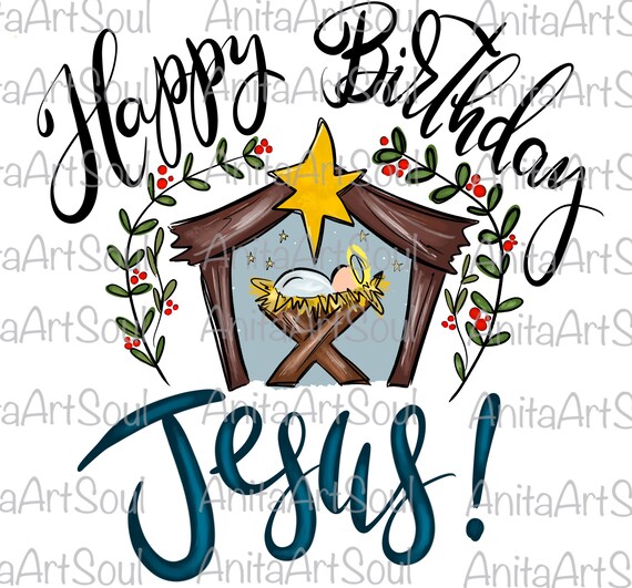 Feliz cumpleaños Jesús Sublimación PNG Diseño Navidad | Etsy