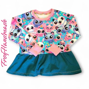 Dress children baby cat made of jersey fabric
