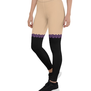 Black with Purple Ruffle False Thigh High Cosplay Leggings | Women&#39;s, Plus, Kids, Youth, & Men&#39;s Sizes!