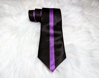 Host's Necktie | Black Tie with Purple Stripe