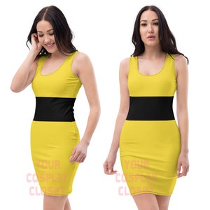 Super Sisters Yellow Cosplay Bodycon Dress