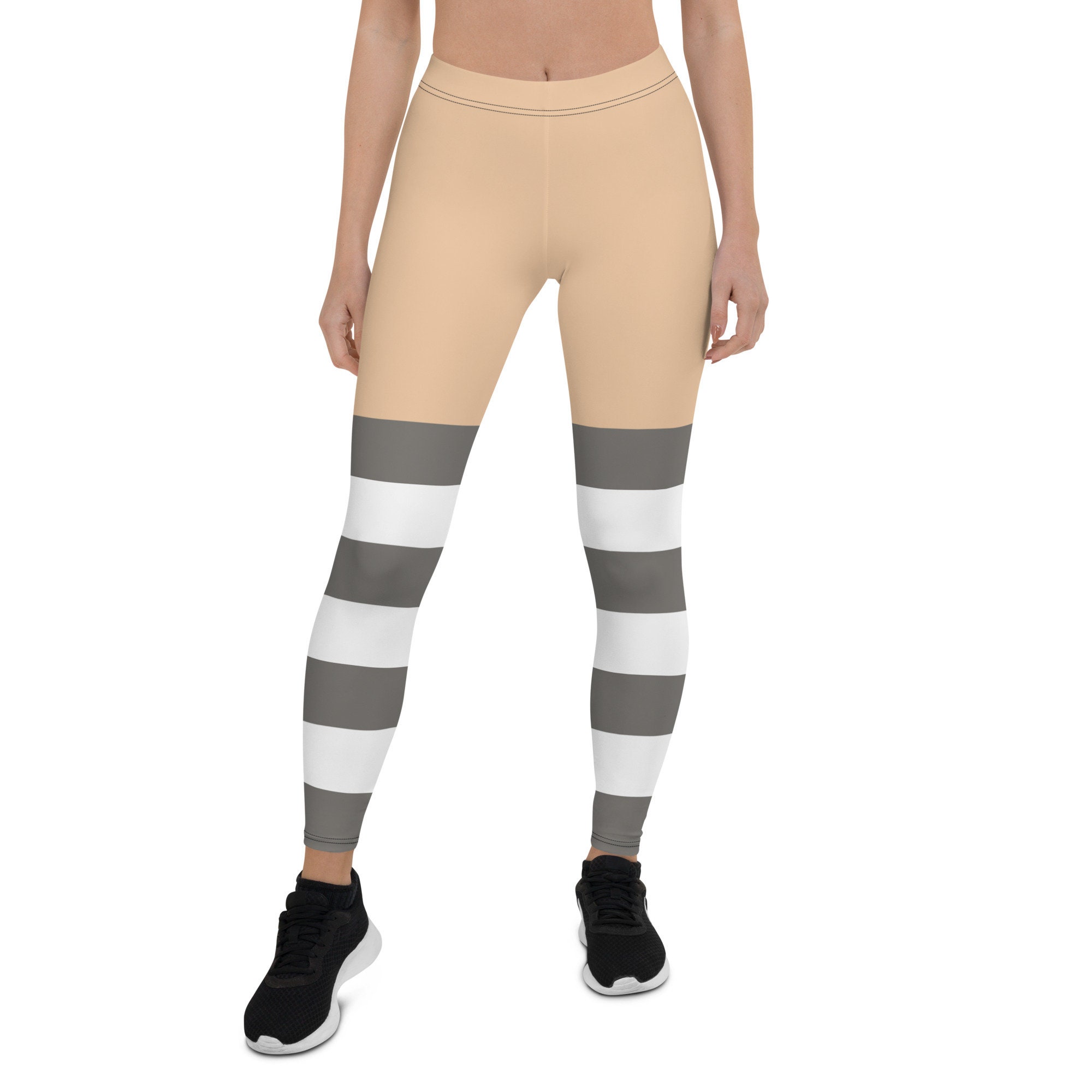 Grey and white striped tights sales