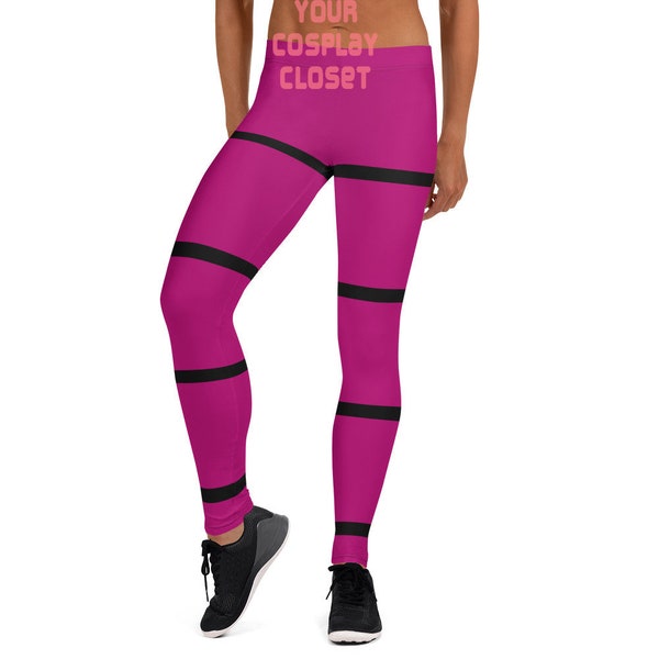 Goth Gamer Pink and Black Striped Cosplay Leggings | Women's, Plus, Kids, Youth, & Men's Sizes!
