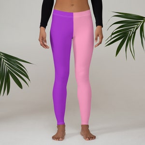 Purple and Pink Split Cosplay Leggings | Half Purple Half Pink Leggings | Women&#39;s, Kids, and Youth Sizes!